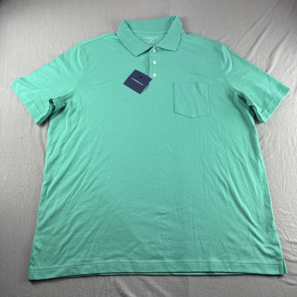 Croft Barrow Easy Care Polo Mens XL Green Short Sleeve Golf Shirt Preppy Top NEW